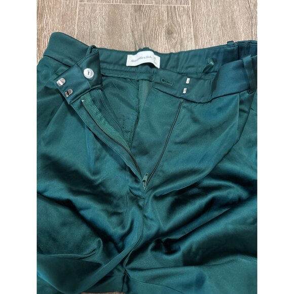 Abercrombie and Fitch A&F Sloane Tailored wide leg trousers emerald green pants - Picture 2 of 12